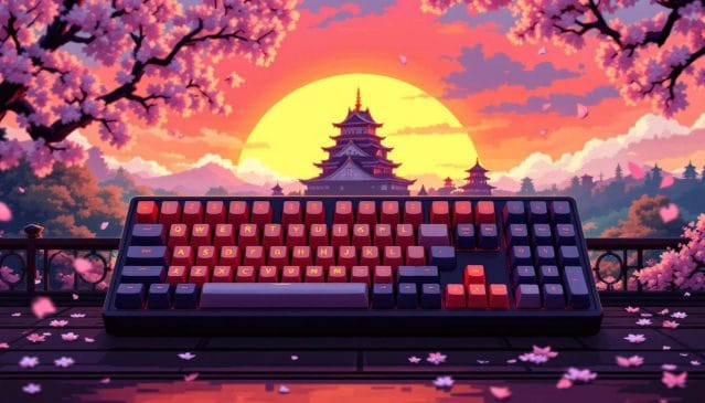 Montech mkey osaka castle pixel art keyboard