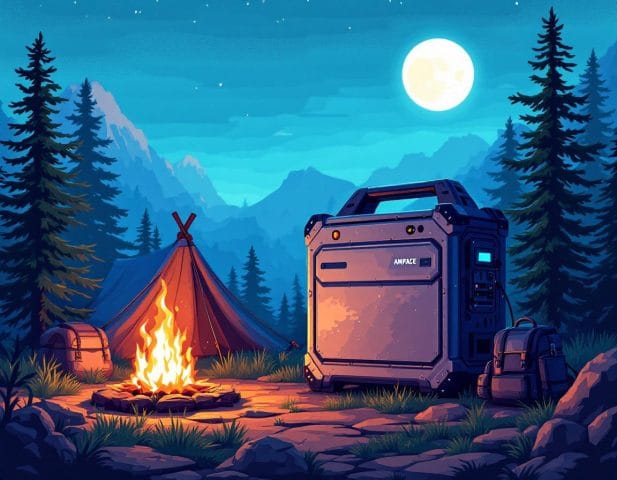 Ampace andes 1500 pixel art powerstation campsite