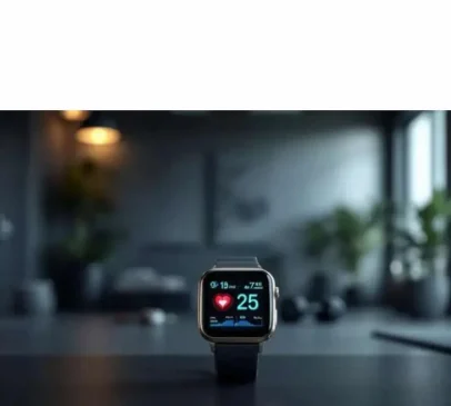 Square-faced fitness watch shows vital stats including 25 bpm pulse.