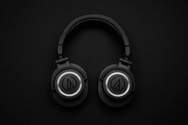 Audio-Technica ATH-M50x over-ear headphones in black with silver logo details.