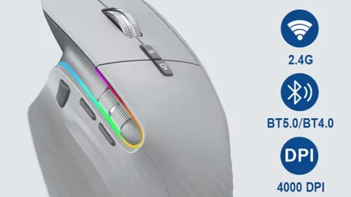 2.4G Wireless Mouse Bluetooth RGB Rechargeable Ergonomic Design