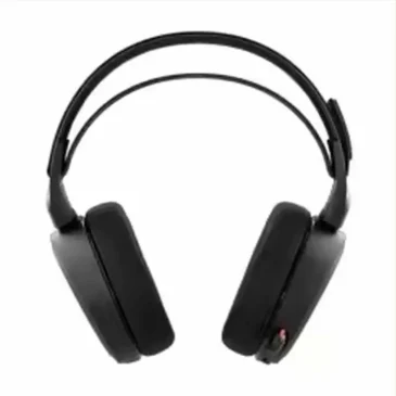 Sleek black Arctis 7 gaming headphones on white background.