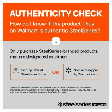 SteelSeries authenticity check infographic for Walmart shoppers. .
