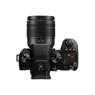 Panasonic Lumix G9 II 25.2MP mirrorless camera top view with 12-60mm f/3.5-5.6 lens.