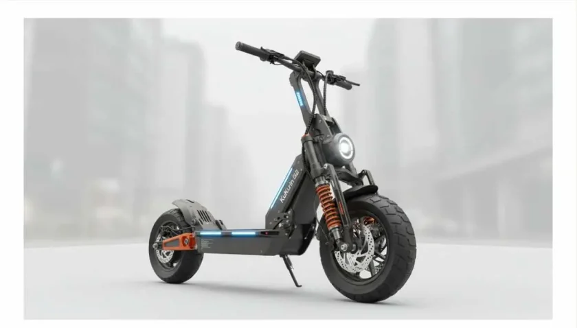 2025 KuKirin G2 Master electric scooter features rugged tires, LED lights, and urban style.