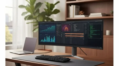 ThinkVision T34WD-40 34″ Curved UWQHD USB-C Docking Monitor