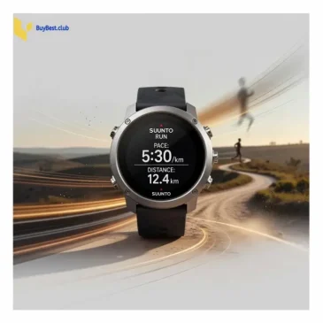 Suunto Run running watch with pace 5:30 per km and 12.4 km 